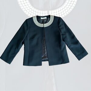 Tahari Black Blazer with Pearl Collar